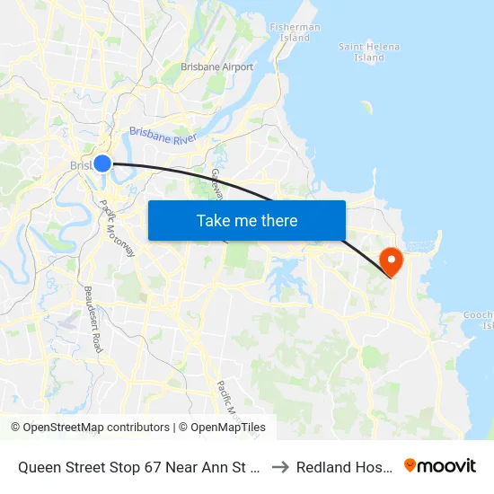 Queen Street Stop 67 Near Ann St (Orient) to Redland Hospital map