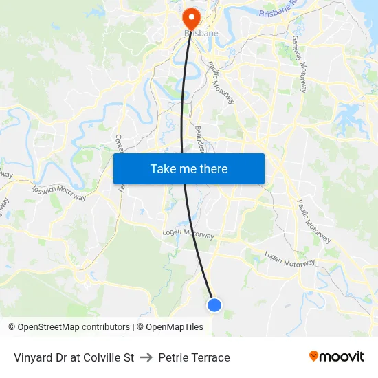 Vinyard Dr at Colville St to Petrie Terrace map
