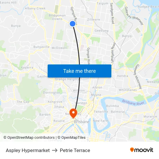 Aspley Hypermarket to Petrie Terrace map