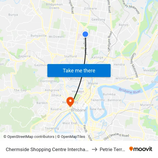 Chermside Shopping Centre Interchange H to Petrie Terrace map