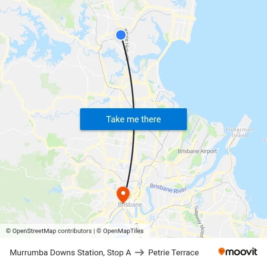Murrumba Downs Station, Stop A to Petrie Terrace map