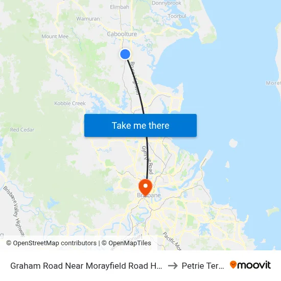 Graham Road Near Morayfield Road Hail 'N' Ride to Petrie Terrace map
