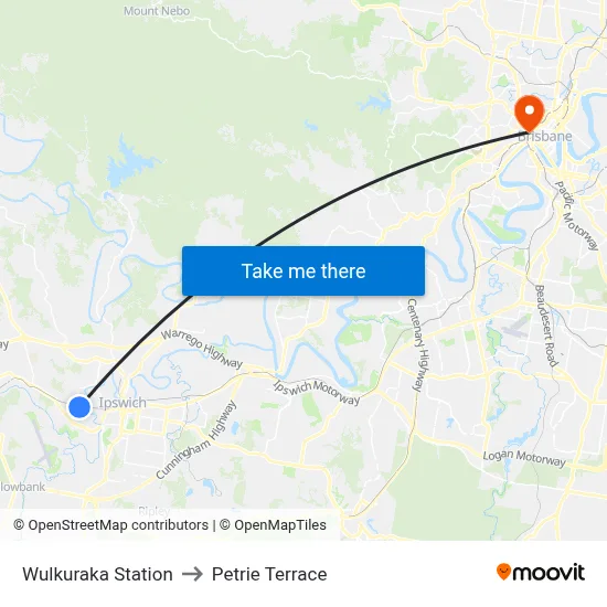 Wulkuraka Station to Petrie Terrace map