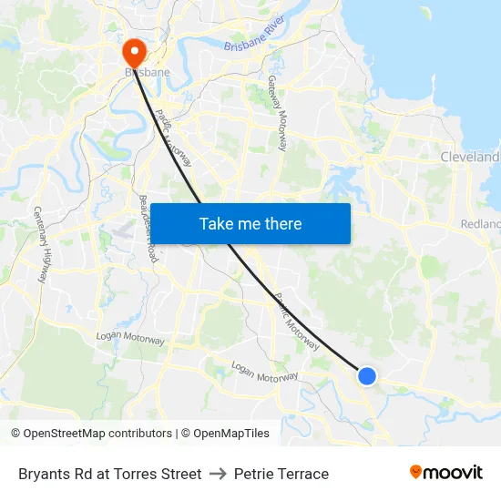 Bryants Rd at Torres Street to Petrie Terrace map