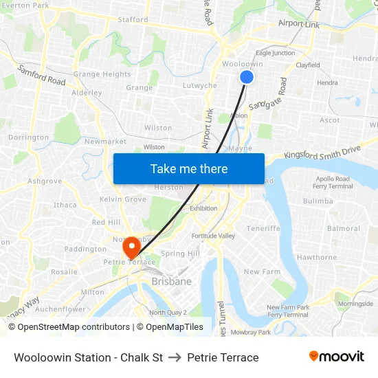 Wooloowin Station - Chalk St to Petrie Terrace map