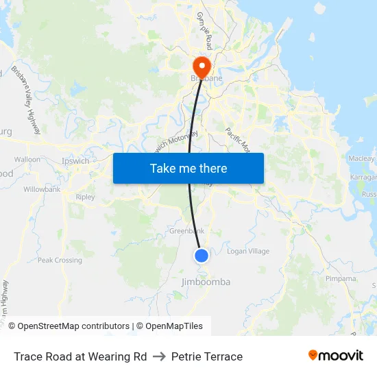 Trace Road at Wearing Rd to Petrie Terrace map