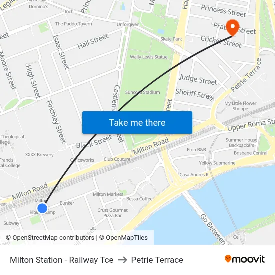 Milton Station - Railway Tce to Petrie Terrace map