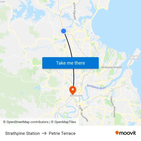 Strathpine Station to Petrie Terrace map