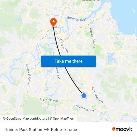 Trinder Park Station to Petrie Terrace map