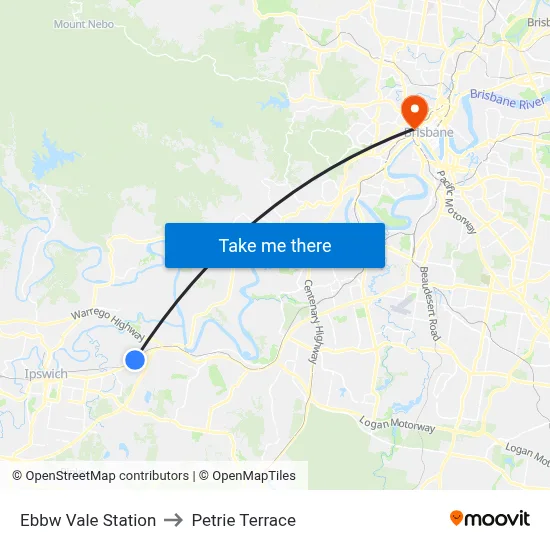 Ebbw Vale Station to Petrie Terrace map