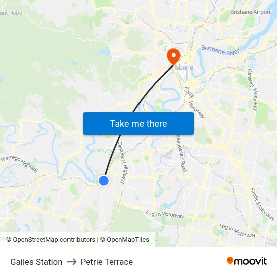 Gailes Station to Petrie Terrace map