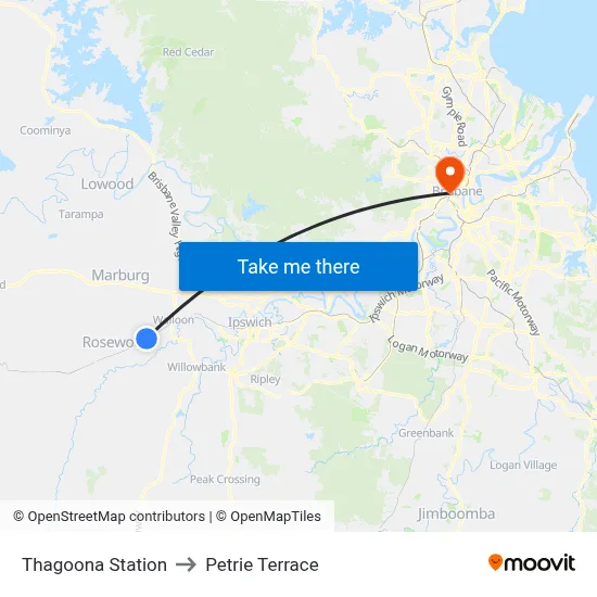 Thagoona Station to Petrie Terrace map