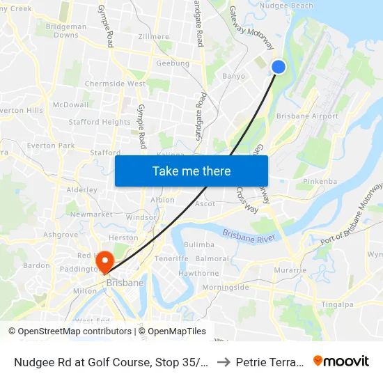 Nudgee Rd at Golf Course, Stop 35/32 to Petrie Terrace map