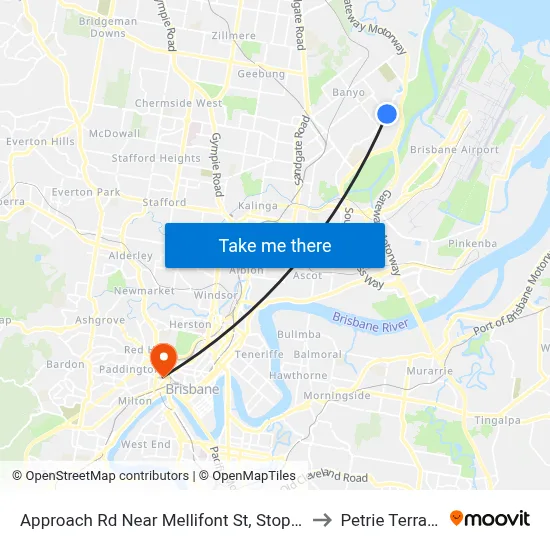 Approach Rd Near Mellifont St, Stop 31 to Petrie Terrace map
