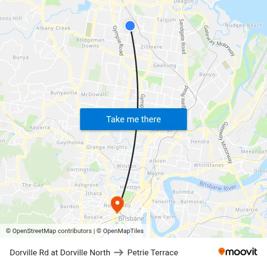 Dorville Rd at Dorville North to Petrie Terrace map