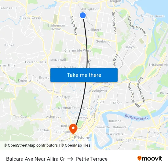 Balcara Ave Near Allira Cr to Petrie Terrace map