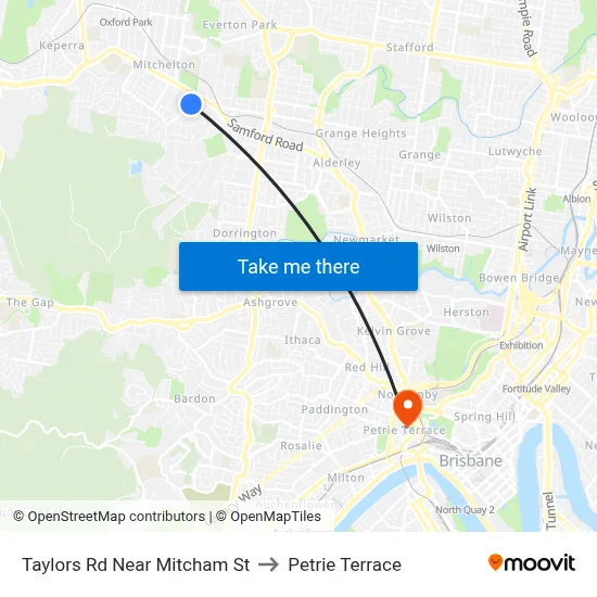 Taylors Rd Near Mitcham St to Petrie Terrace map