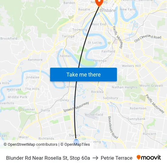 Blunder Rd Near Rosella St, Stop 60a to Petrie Terrace map