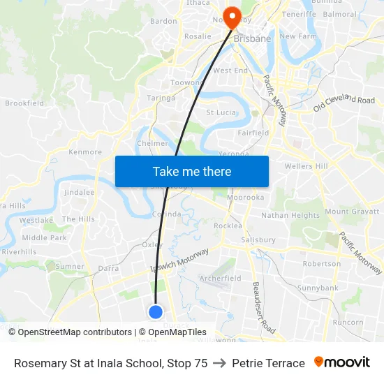 Rosemary St at Inala School, Stop 75 to Petrie Terrace map