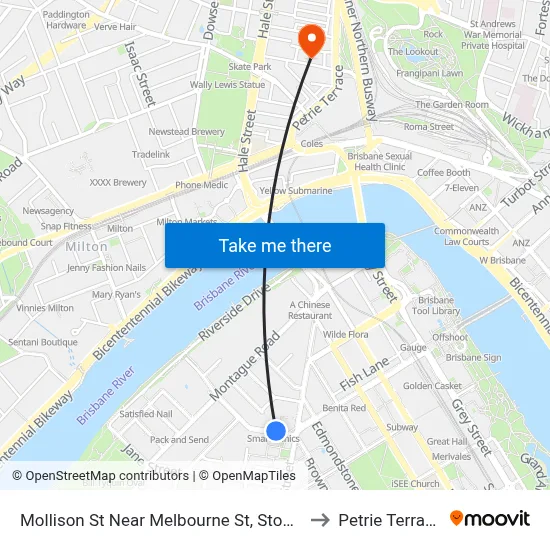 Mollison St Near Melbourne St, Stop 5 to Petrie Terrace map