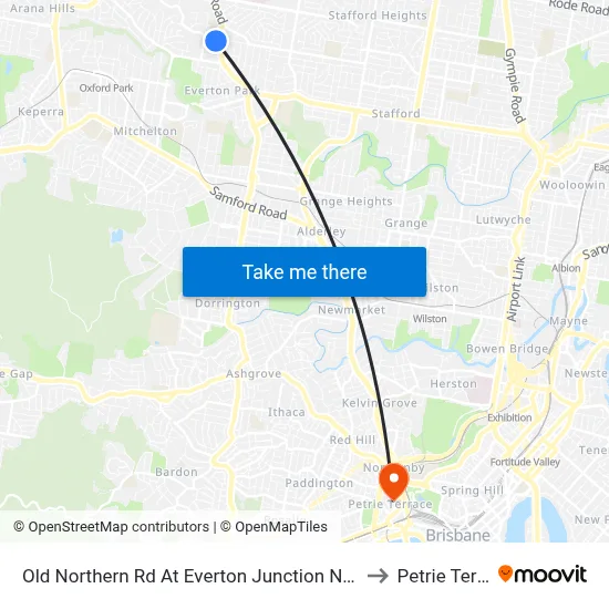 Old Northern Rd At Everton Junction Near Drake St to Petrie Terrace map