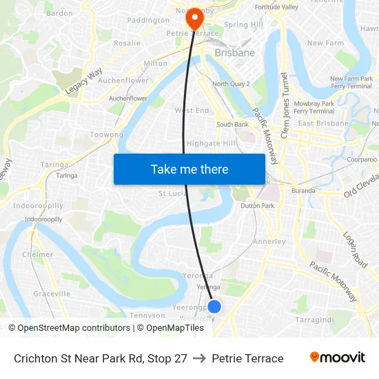 Crichton St Near Park Rd, Stop 27 to Petrie Terrace map