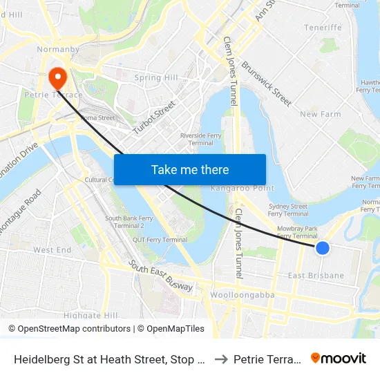 Heidelberg St at Heath Street, Stop 15 to Petrie Terrace map