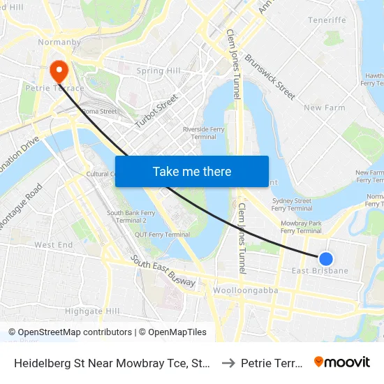 Heidelberg St Near Mowbray Tce, Stop 14 to Petrie Terrace map