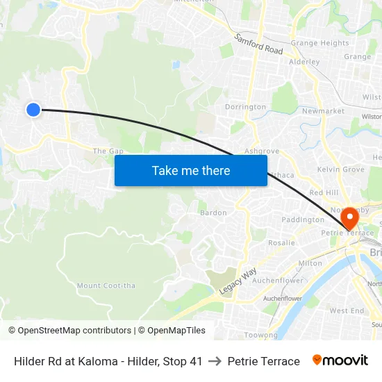 Hilder Rd at Kaloma - Hilder, Stop 41 to Petrie Terrace map