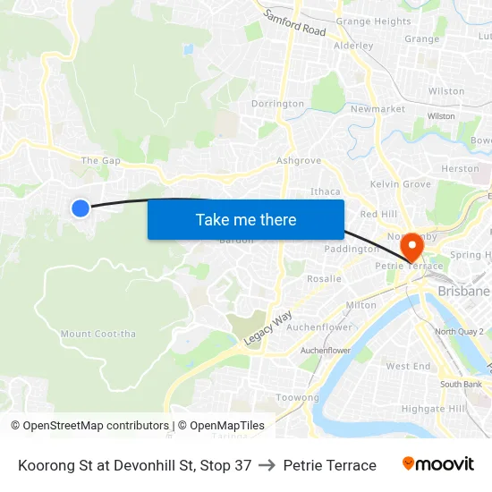 Koorong St at Devonhill St, Stop 37 to Petrie Terrace map