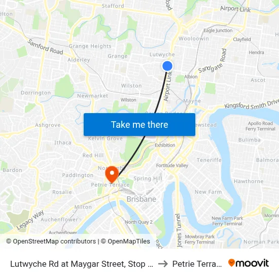 Lutwyche Rd at Maygar Street, Stop 17 to Petrie Terrace map