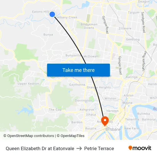 Queen Elizabeth Dr at Eatonvale to Petrie Terrace map