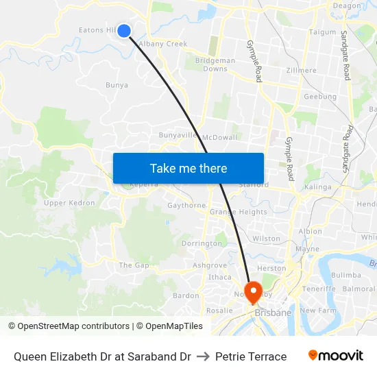 Queen Elizabeth Dr at Saraband Dr to Petrie Terrace map