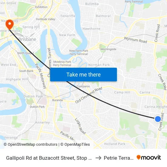 Gallipoli Rd at Buzacott Street, Stop 48a to Petrie Terrace map