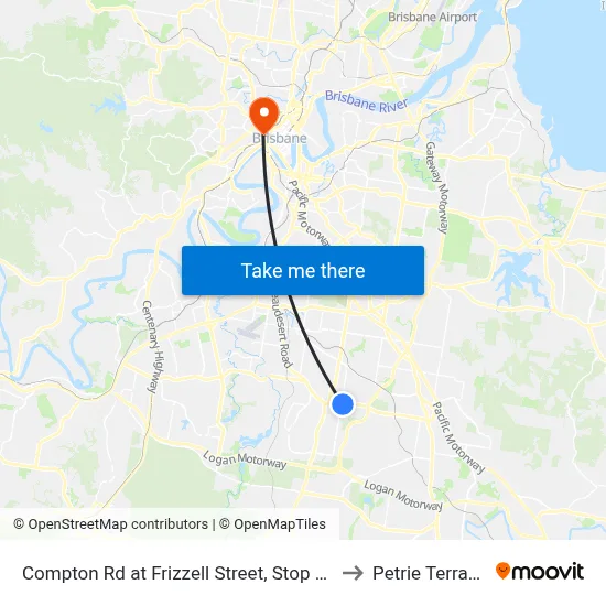 Compton Rd at Frizzell Street, Stop 85 to Petrie Terrace map