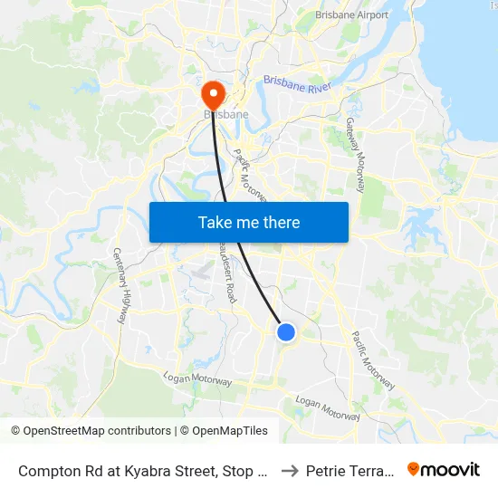 Compton Rd at Kyabra Street, Stop 86 to Petrie Terrace map