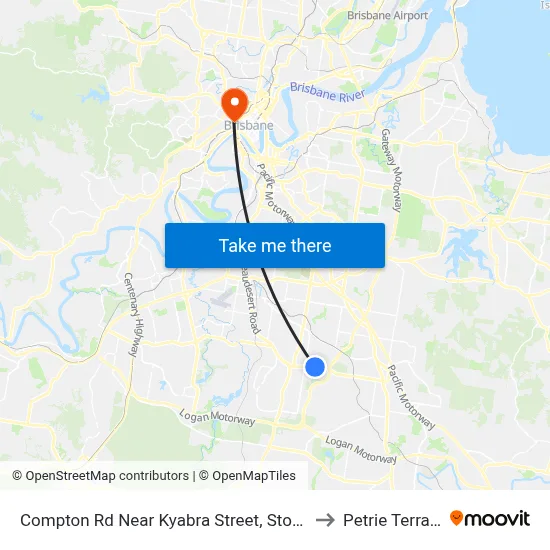 Compton Rd Near Kyabra Street, Stop 86 to Petrie Terrace map