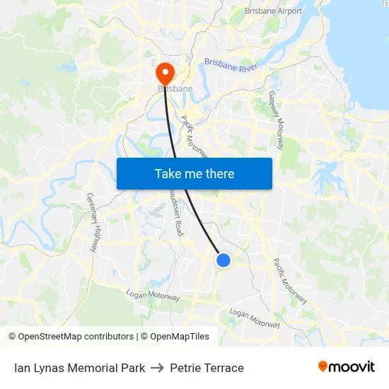 Ian Lynas Memorial Park to Petrie Terrace map