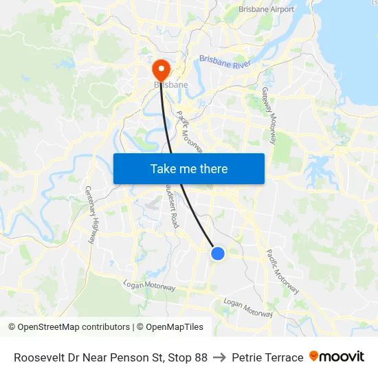Roosevelt Dr Near Penson St, Stop 88 to Petrie Terrace map