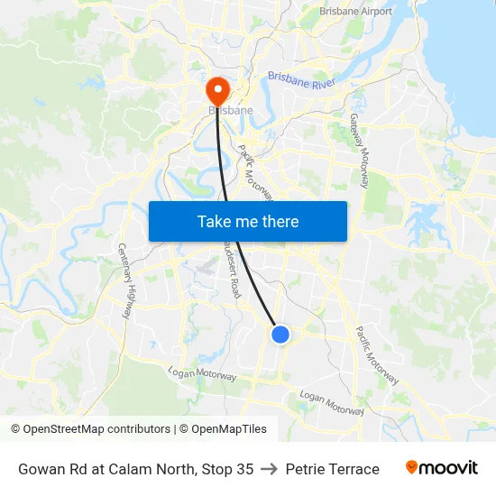 Gowan Rd at Calam North, Stop 35 to Petrie Terrace map