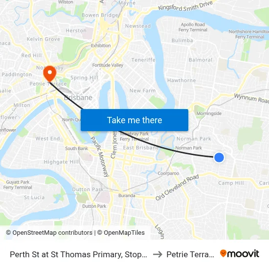 Perth St at St Thomas Primary, Stop 31 to Petrie Terrace map