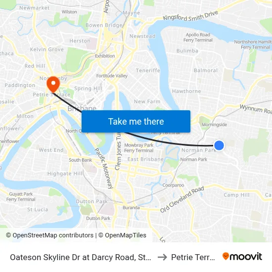 Oateson Skyline Dr at Darcy Road, Stop 40 to Petrie Terrace map
