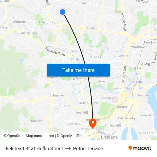 Felstead St at Heflin Street to Petrie Terrace map