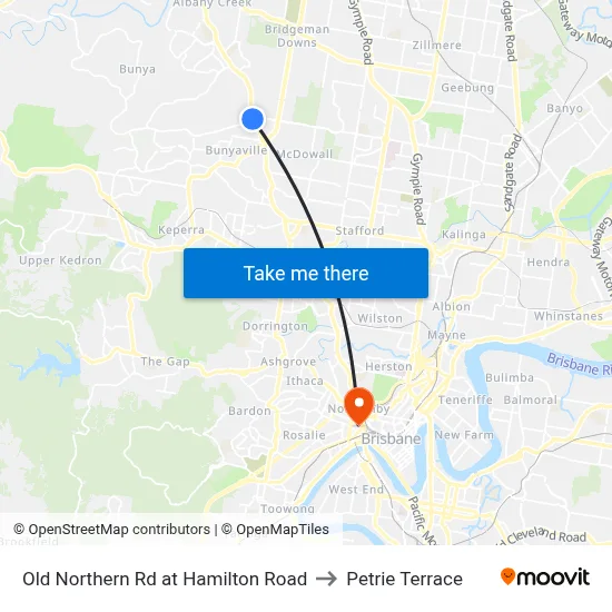 Old Northern Rd at Hamilton Road to Petrie Terrace map