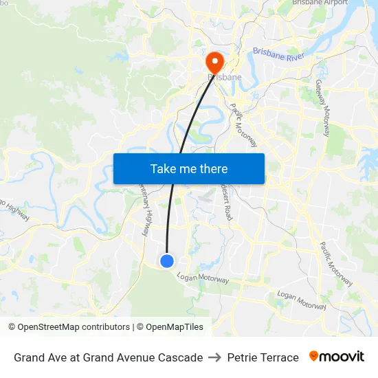 Grand Ave at Grand Avenue Cascade to Petrie Terrace map