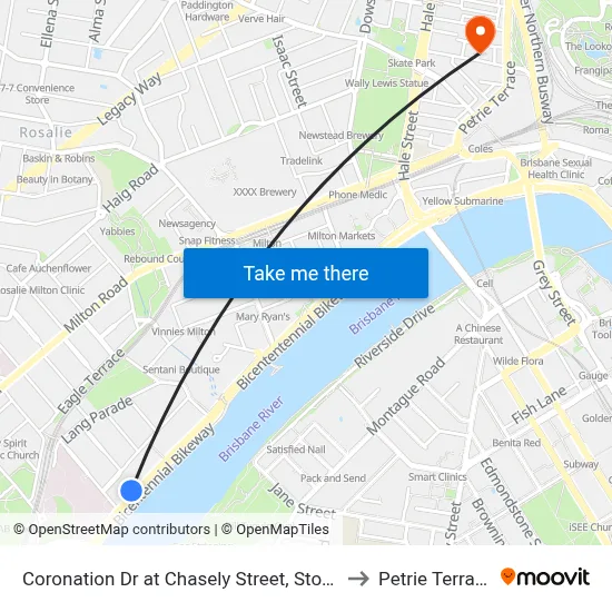 Coronation Dr at Chasely Street, Stop 8 to Petrie Terrace map