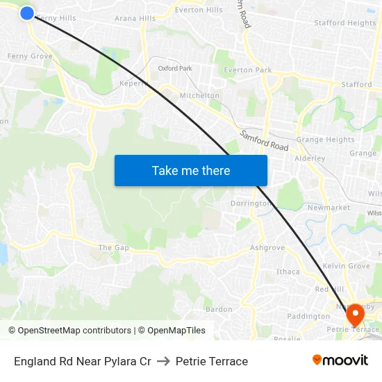 England Rd Near Pylara Cr to Petrie Terrace map