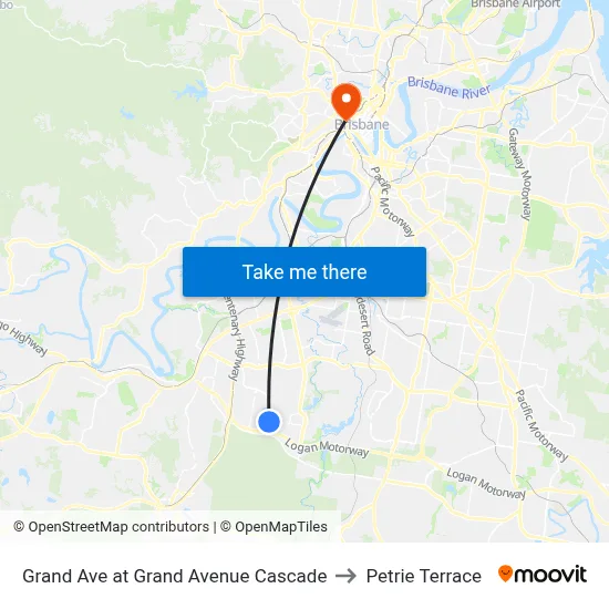 Grand Ave at Grand Avenue Cascade to Petrie Terrace map