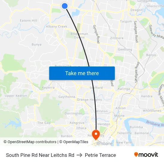 South Pine Rd Near Leitchs Rd to Petrie Terrace map