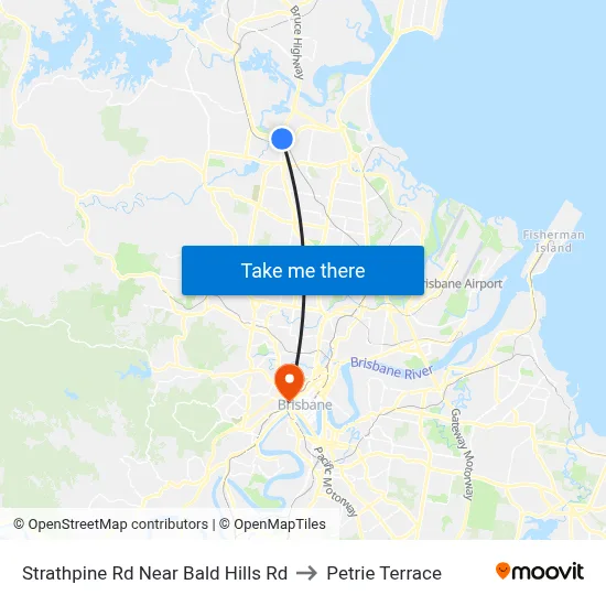 Strathpine Rd Near Bald Hills Rd to Petrie Terrace map